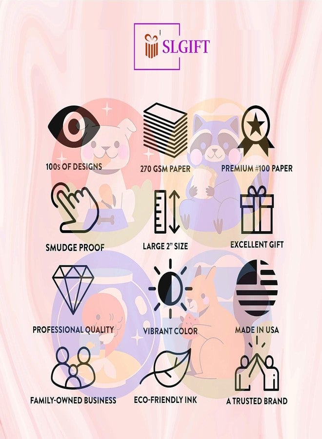 SLGIFT Vinyl Cute Animal Theme Sticker, Self-Adhesive Vinyl Stickers, 40 Pieces, 2 x 2 Inches Round Sticker, 4 Unique Designs, R174 - Image 5
